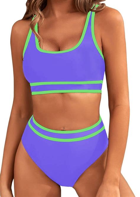 Bmjl Women S High Waisted Bikini Sets Sporty Two Piece Swimsuits Color