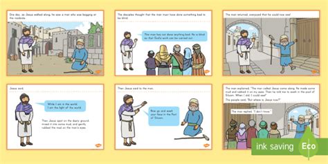 Jesus Heals A Blind Man Story Sequencing Cards