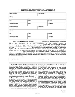 Fillable Online Homeowner Contractor Agreement Fax Email Print PdfFiller