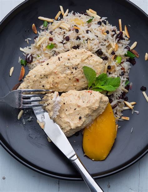 Fiery Coconut Mango Chicken Breasts With Almond Pilaf Byron Bay