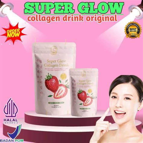 Super Glow Collagen Drink Strawberry Minuman Kolagen Whitening Booster