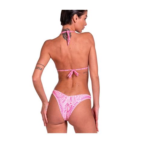 Pin Up Stars Bikini Triangolo Imbottito Slip Lady Etnic Flower Fucsia