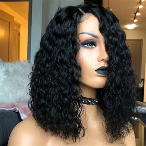 Aliexpress Buy Short Curly Human Hair Bob Wig Full End Lace