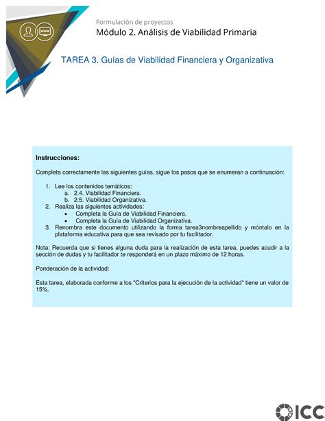 Viabilidad financiera Módulo 2 Análisis de Viabilidad Primaria TAREA