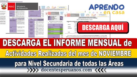 DESCARGA EL INFORME MENSUAL De Actividades Realizadas Del Mes De