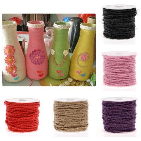 10 м DIY Цветная пеньковая веревка 2 мм натуральный джутовый шнур ...