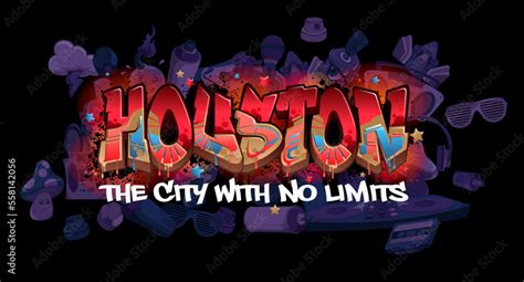 Houston - Graffiti Styled Vector Graphics Design Stock Vector | Adobe Stock