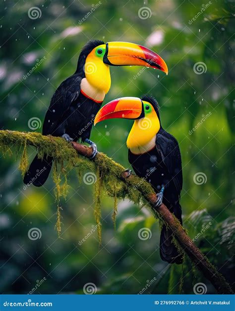 A Pair Of Toucans In Love Vector Illustration Cartoondealer