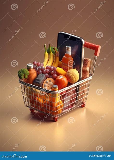 Shopping Cart Full of Fruits and Vegetables Stock Illustration ...