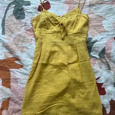 Glassons Yellow Linen Blend Mini Dress Depop