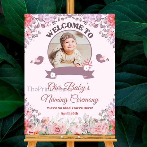 Editable Naming Ceremony Welcome Sign Baby Naming Day Entry Sign Cradle