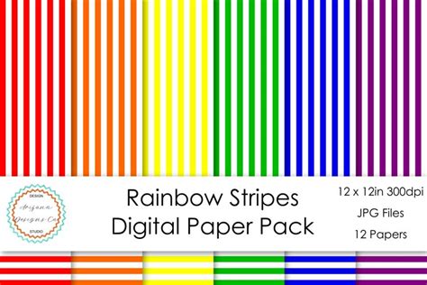 Rainbow Stripes Digital Paper Pack