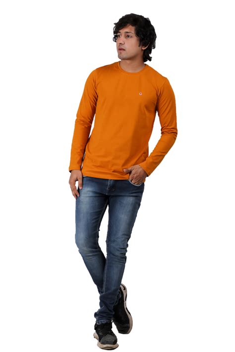 Cotton Plain Men Yellow Full Sleeve T Shirt Round Neck At Rs 449 Piece