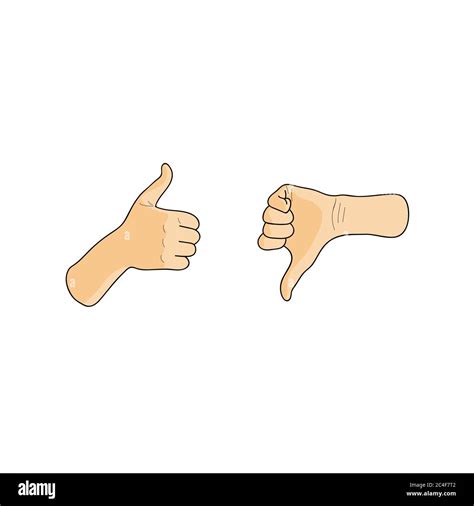 Like And Dislike Hands Thumbs Up And Down Cartoon Vector Illustration