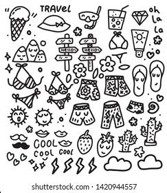 Set Cute Summer Icons Bikini Flip Stock Vector Royalty Free Shutterstock