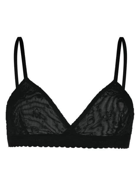 Marine Serre Semi Sheer Scallop Edge Bra Black Editorialist