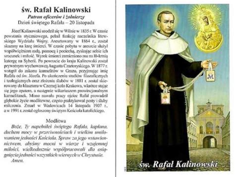 Św Rafał Kalinowski modlitwa obrazek paczka 100 sztuk Sklep