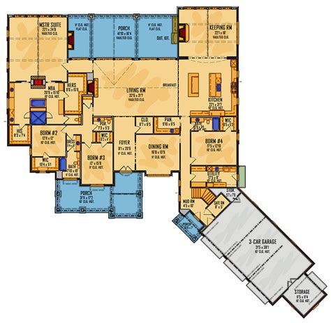 4 Bed Southern Traditional House Plan with Angled Garage - 4978 Sq Ft ...