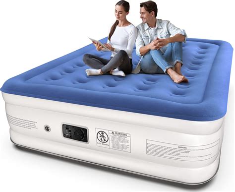 Idoo Queen Size Air Mattress Inflatable Bed With Integrated Pillow