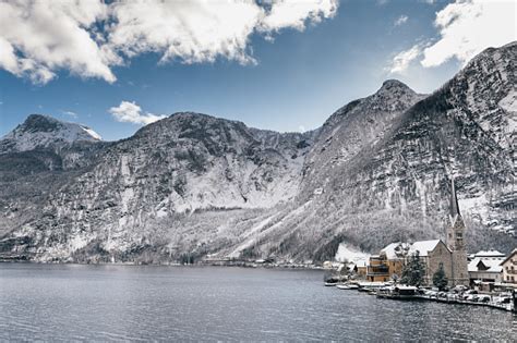 Hallstatt Austria Kota Tua Hallstatt Yang Indah Pemandangan Musim