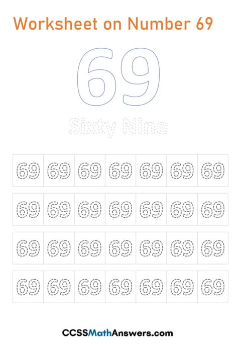 Worksheet on Number 69 | Printable Number 69 Tracing, Writing, Counting ...