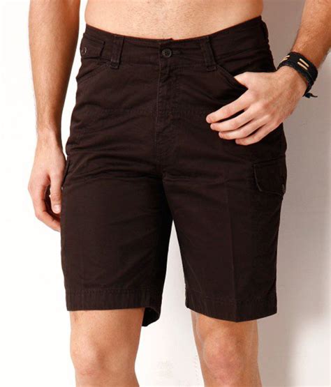 Fahrenheit Brown Solid Cotton Shorts Buy Fahrenheit Brown Solid