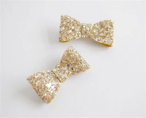 Gold Glitter Hair Bow Clip Set Glitter Bow Wedding Hair Accessories