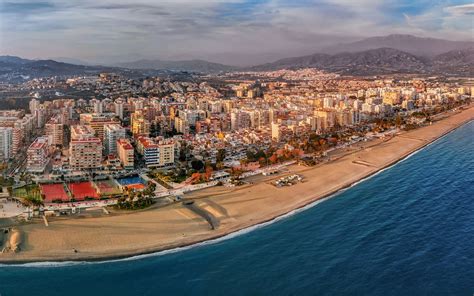 ダウンロード画像 マラガ Torre del Mar ビーチ 朝 サンライズ 地中海 海岸 スペインリゾート アンダルシア