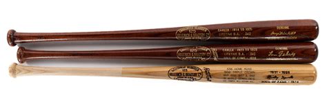 Lot Detail Babe Ruth Lou Gehrig And Mickey Mantle Commemorative Louisville Slugger Career