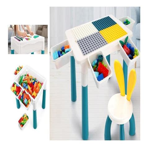 Mesa Infantil Mesinha Estudo E Blocos Montagem Cadeira Kit Bancada