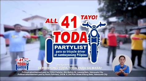 Toda Partylist Paid Tv Ad April 2022 30s Youtube