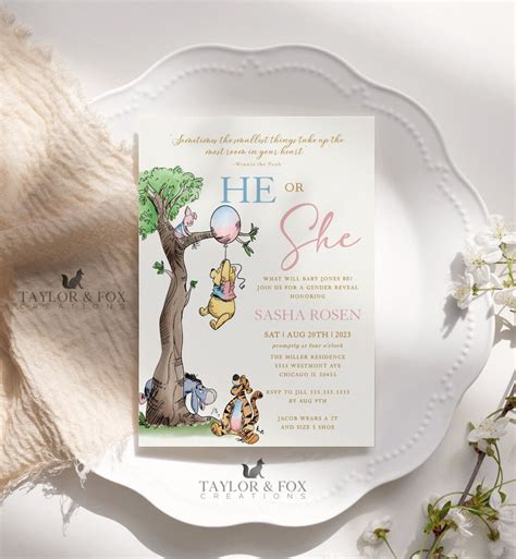 Winnie The Pooh Invitation Winnie The Pooh Gender Reveal Invitations