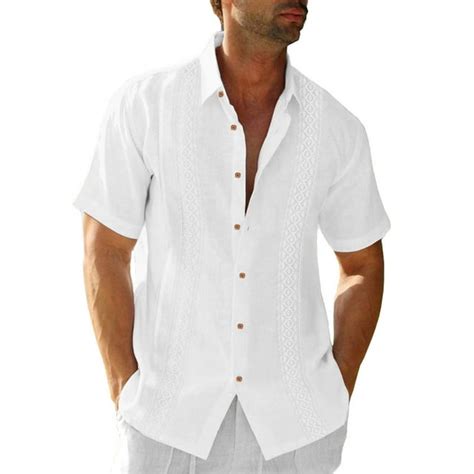 Jmierr Men Casual Short Sleeve Button Down Linen Shirts Hawaiian Shirts