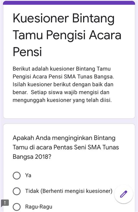 Contoh Kuesioner Penelitian Skripsi Terbuka Tertutup Google Form