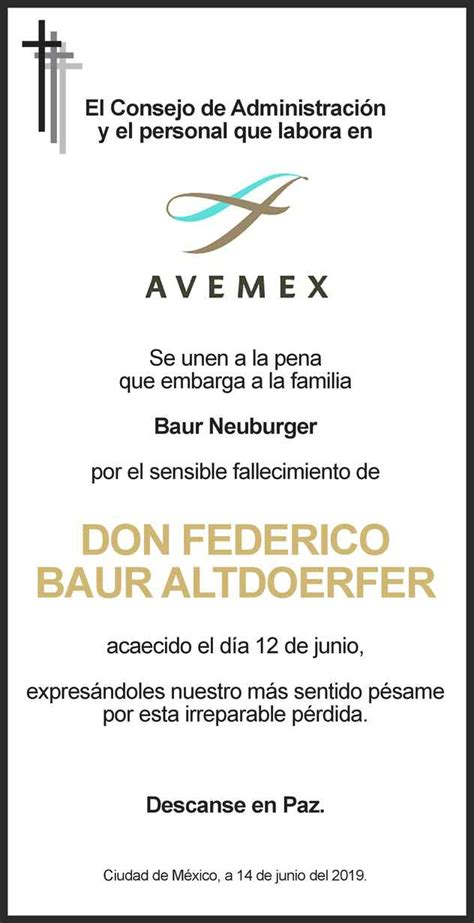 Señor Federico Baur Altdoerfer Obituario Esquela