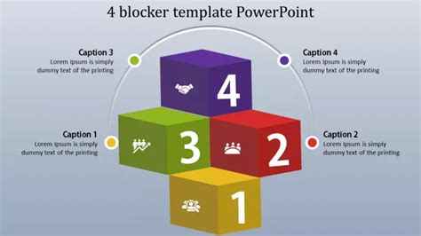 Creative 4 Blocker Powerpoint Template With 3d Boxes Powerpoint