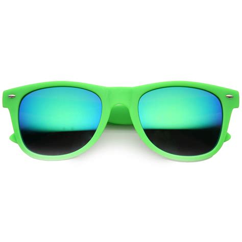 Retro Bright Horn Rimmed Sunglasses With Colorful Mirrored Lenses Uv Sunglassla