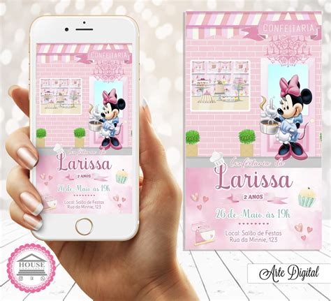 Convite Digital Confeitaria Da Minnie Elo Produtos Especiais