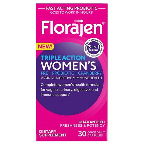 Florajen Triple Action Womens Pre Probiotic Cranberry 30