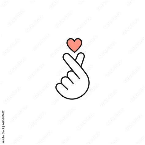 Vettoriale Stock Korean Finger Heart I Love You Hangul Logo Vector Illustration Korean Symbol