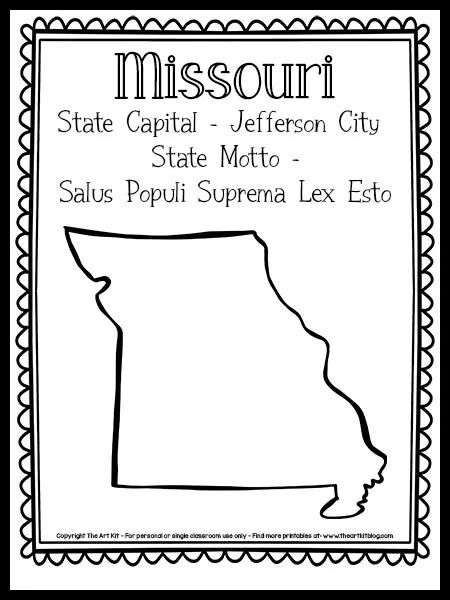 Missouri State Outline Coloring Page Free Printable The Art Kit