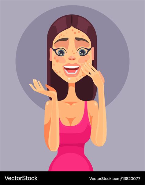 Sad Shock Women Character Have Problem Skin Acne Vector Image