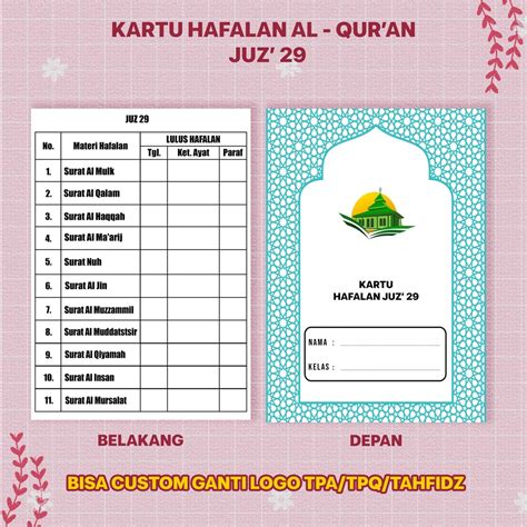 Jual Kartu Prestasi Hafalan Juz Shopee Indonesia