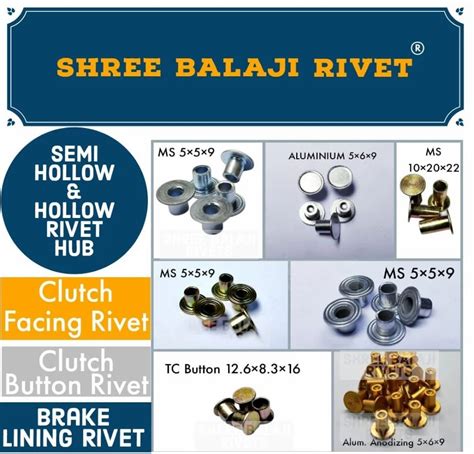 Material Mild Steel Hollow Rivets Semi Hollow Rivet Clutch Rivet At