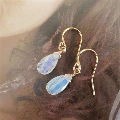 18K Gold Fill Moonstone Earrings Small Gold Moonstone Teardrop Earrings