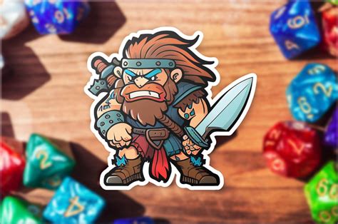 Raging Barbarian Sticker Dungeons And Dragons Art Dandd Ts Kiss Cut