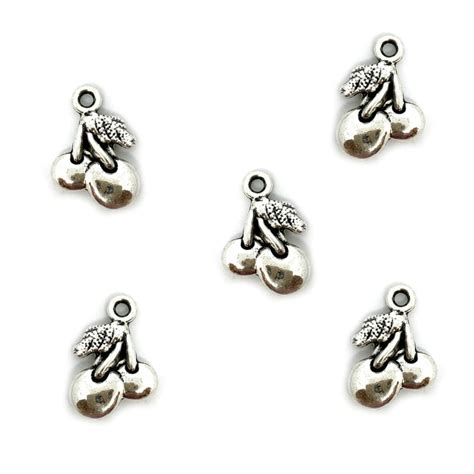Silver Cherry Charm 18x14mm – Pack of 5 - Spoilt Rotten Beads