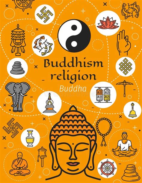 Buddhistische Religion Buddhistische Religiöse Symbole Vektor