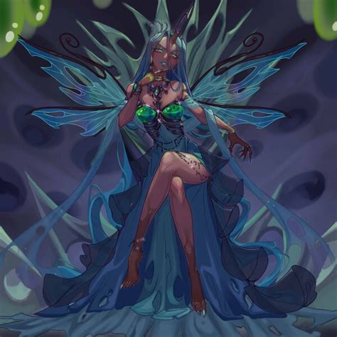 3131750 Safe Artistluverihu Derpibooru Import Queen Chrysalis Human Bare Shoulders