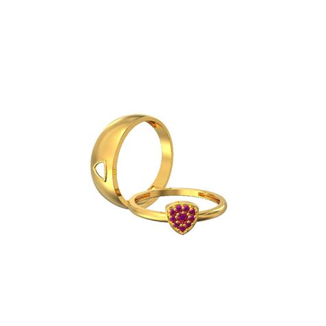 Spe Gold Shield Stone Couple Ring Poonamallee